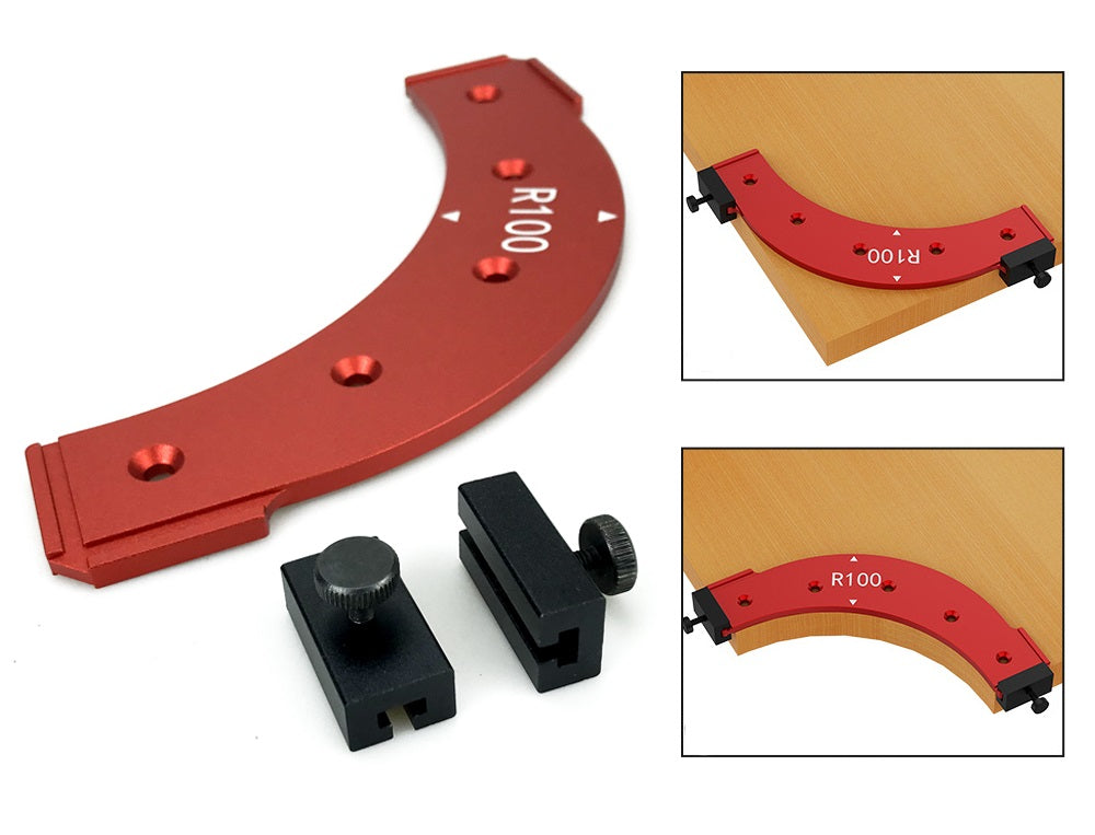 Woodworking Router Radius Template Jig – R100 to R300 Arc Angle Positioning Guide Reusable Corner Tool