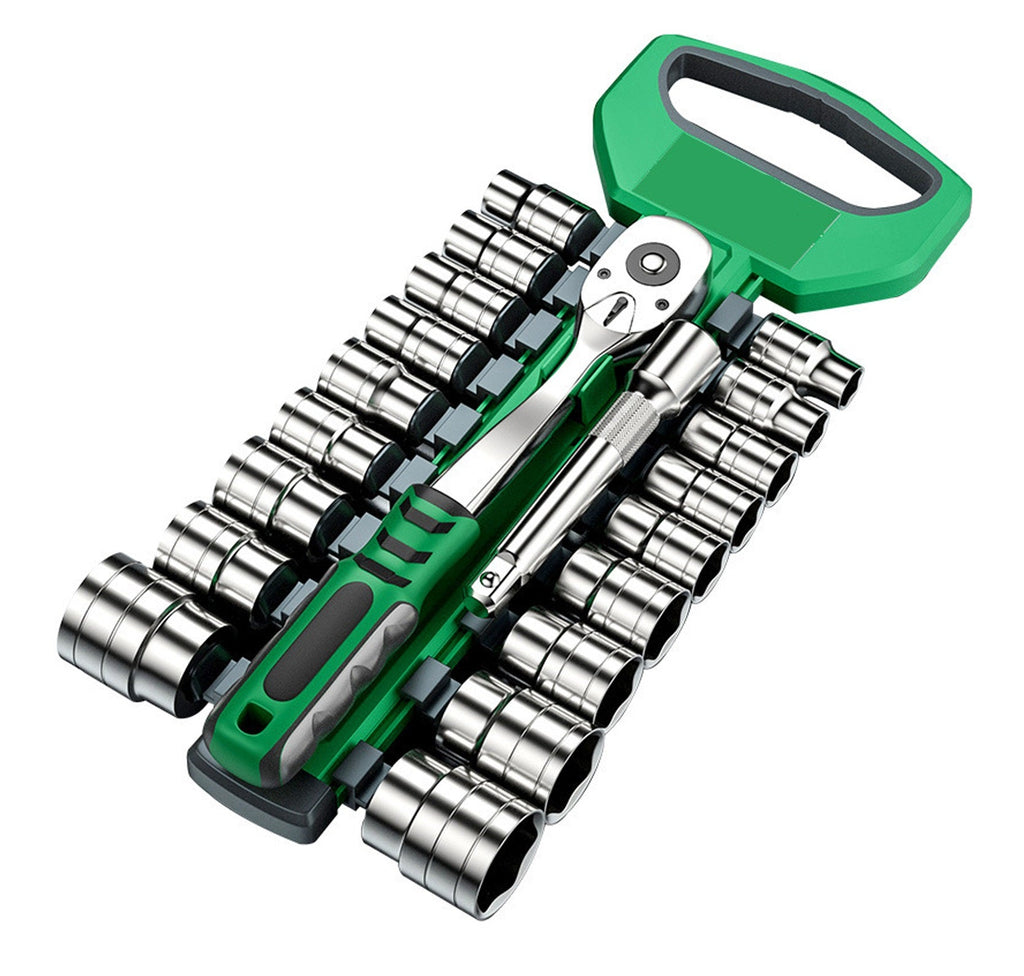 CRV Ratchet Spanner Socket Wrench Set – 1/4" 3/8" 1/2" Automotive Mechanic Tool Kit for Garage DIY Repair