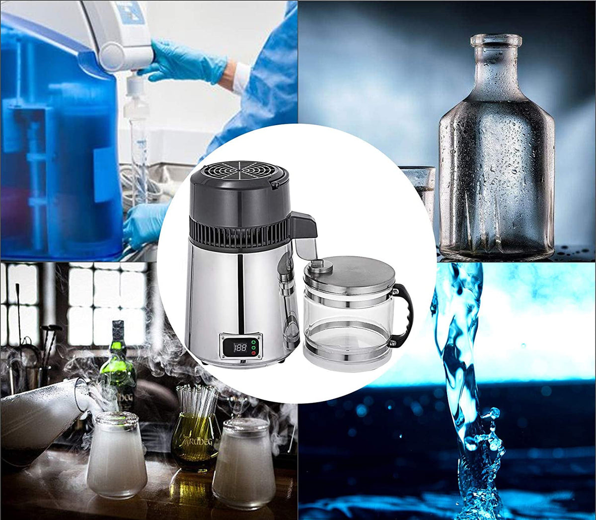 Countertop Water Distiller – Home Water Distillation Appliance with Glass Collection Container for Convenient Kitchen Water Preparation and Everyday Use