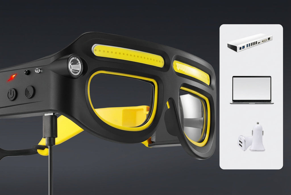 Rechargeable LED Headlight Glasses – Motion-Sensor Light-Up Eyewear with Five Modes for Running, Camping, Fishing and Night Cycling