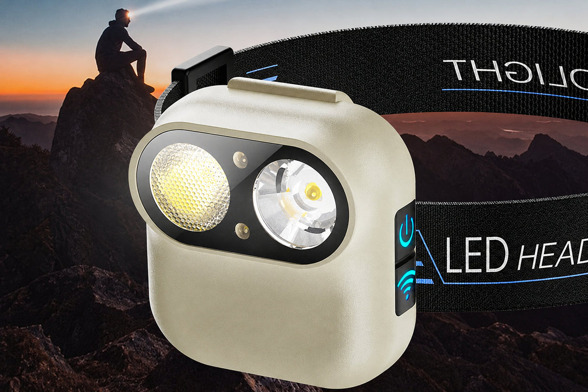 Rechargeable Sensor Headlamp – High-Brightness Waterproof Camera-Style Head Light with Long Battery Life for Fishing, Camping, Hiking and Outdoor Adventures