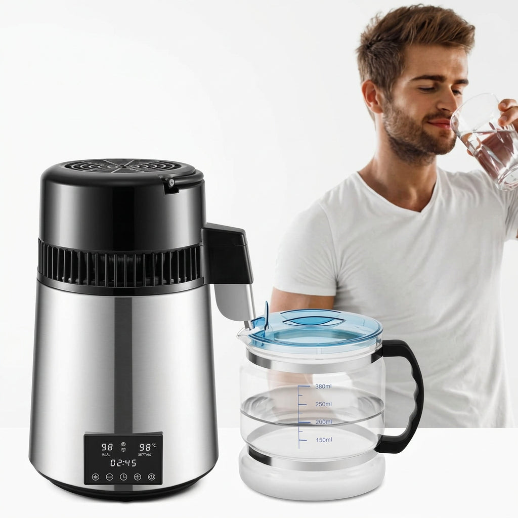 Countertop Water Distiller – Home Water Distillation Appliance with Glass Collection Container for Convenient Kitchen Water Preparation and Everyday Use