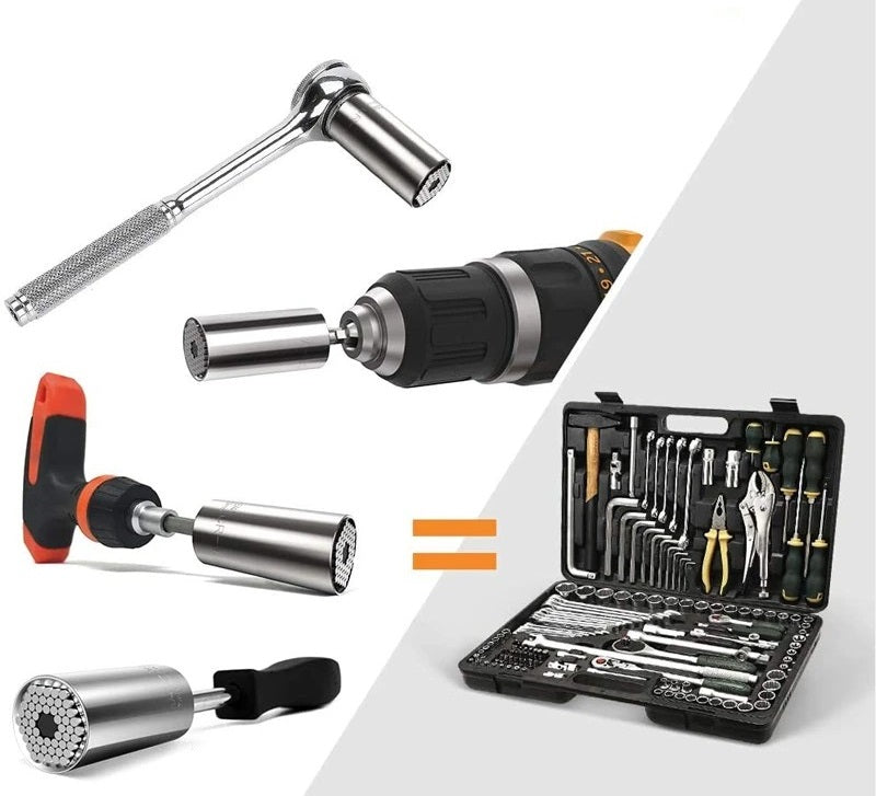 Universal Socket Wrench Adapter Set – 7-19mm Power Drill Magic Grip Multi Tool for Nuts Bolts Repair