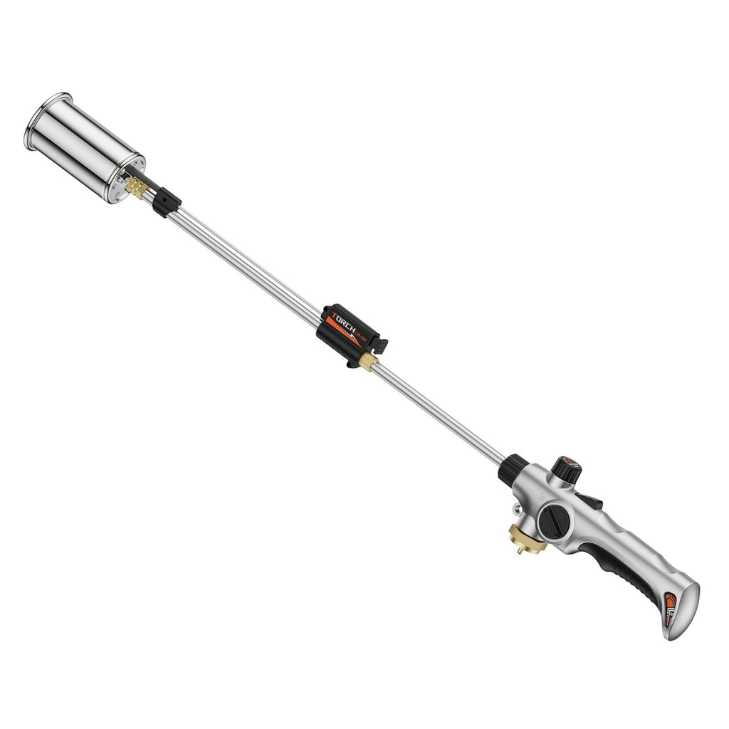 Long-Handle Garden Weed Torch – Adjustable Flame Burner with One-Touch Ignition for Outdoor Weed Control, Gas Canister Not Included