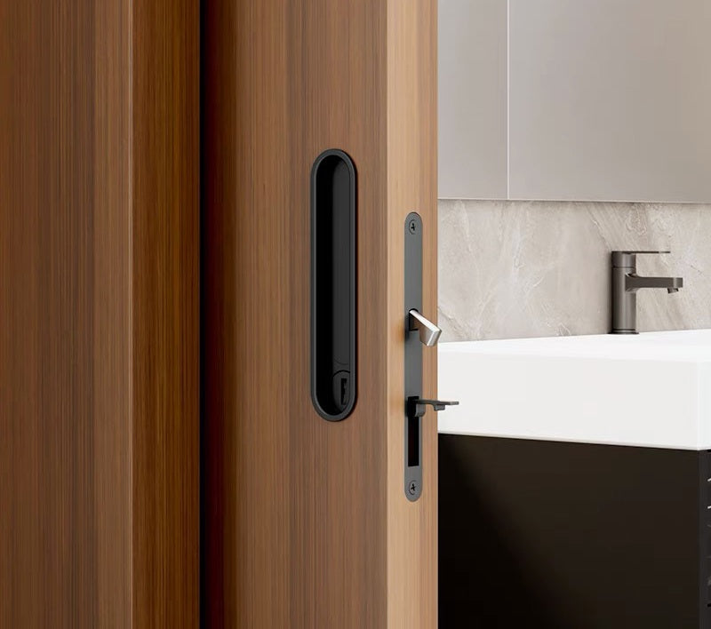 Invisible Entry Hook Pocket Door Lock –  With Interior Lock Fittings, Modern Sliding Hardware for Doors, Rooms, or Minimalist Spaces