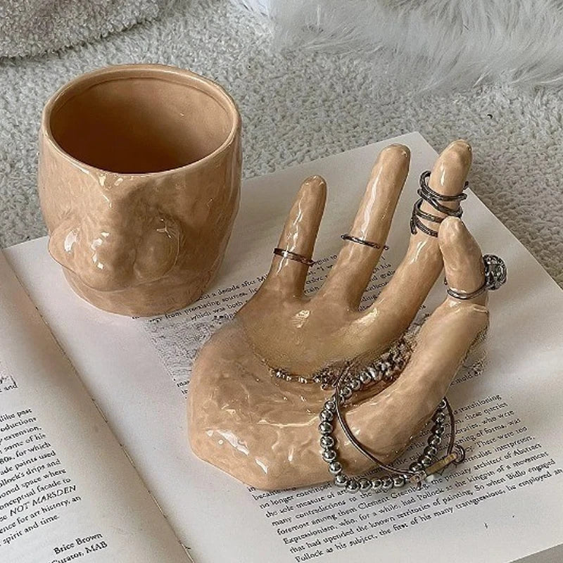 Artistic Hand Grip Base Unique Coffee Mug