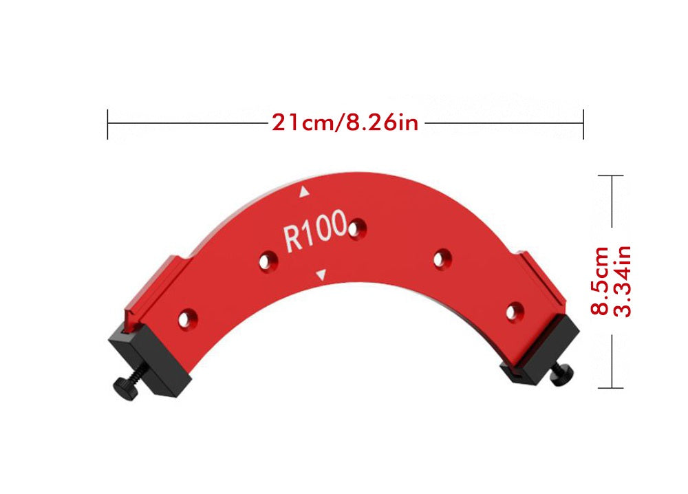 Woodworking Router Radius Template Jig – R100 to R300 Arc Angle Positioning Guide Reusable Corner Tool