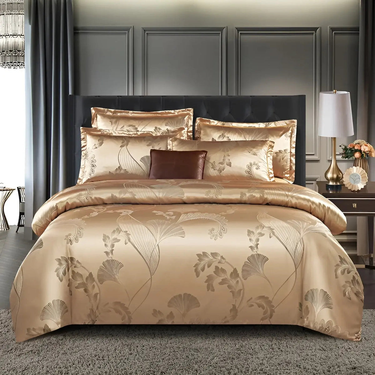kaatw | Chic Satin Jacquard Duvet Cover for Luxury Bedroom