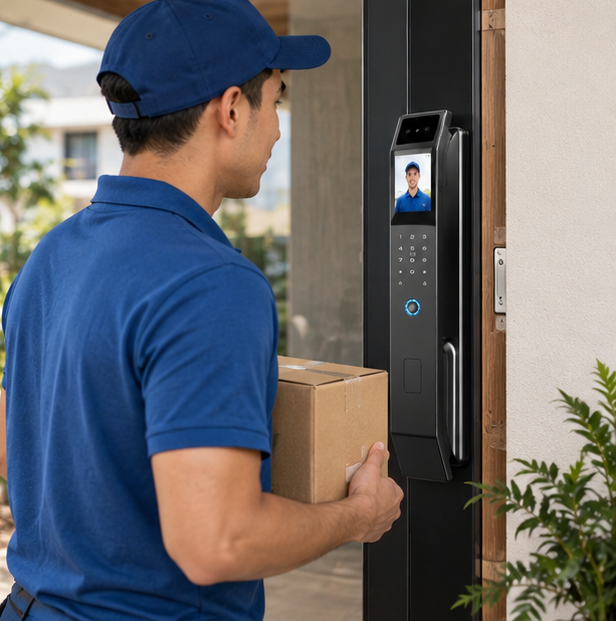 Face Recognition Smart Door Lock – 3D Keyless Digital Lock with Camera, Fingerprint & Password Unlock for Home and Office Security
