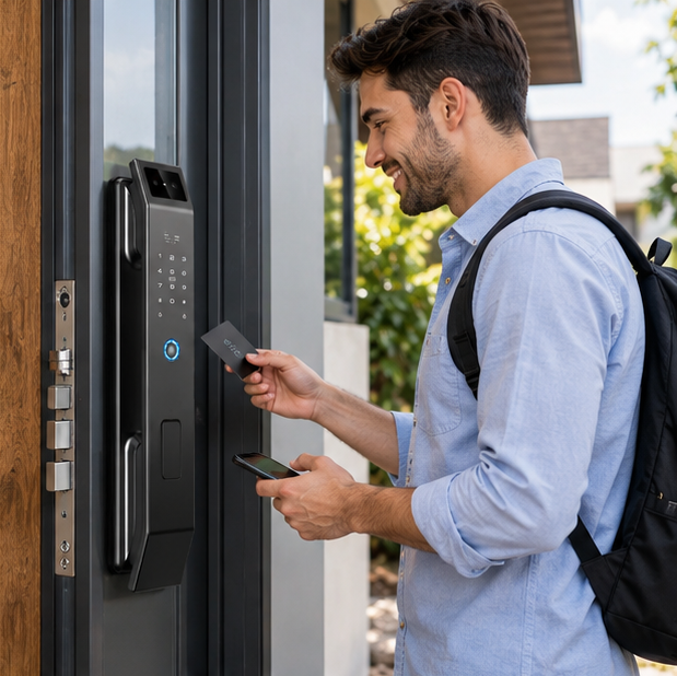 Face Recognition Smart Door Lock – 3D Keyless Digital Lock with Camera, Fingerprint & Password Unlock for Home and Office Security