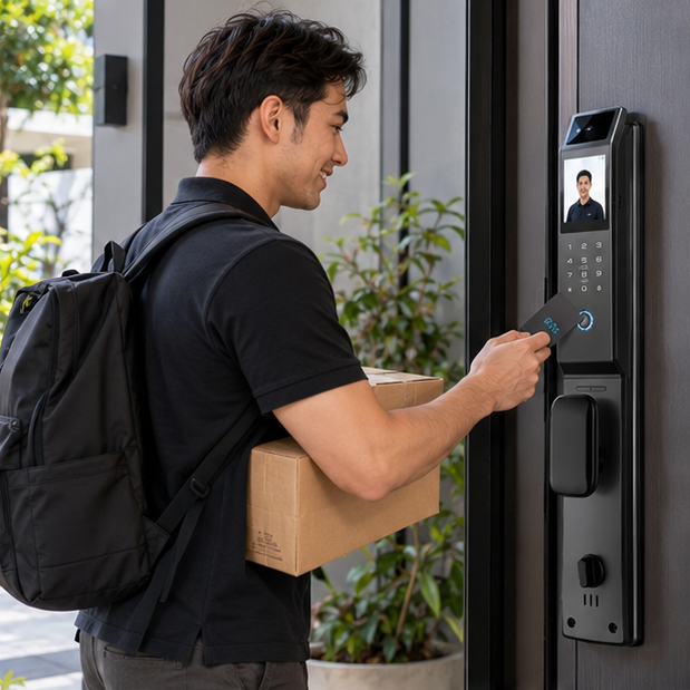 Face Recognition Smart Door Lock – 3D Keyless Digital Lock with Camera, Fingerprint & Password Unlock for Home and Office Security