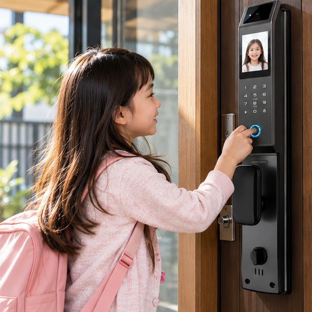 Face Recognition Smart Door Lock – 3D Keyless Digital Lock with Camera, Fingerprint & Password Unlock for Home and Office Security