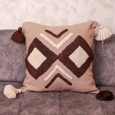 Hand-Tufted Berber Cushion · Tassels · Made in Marrakech