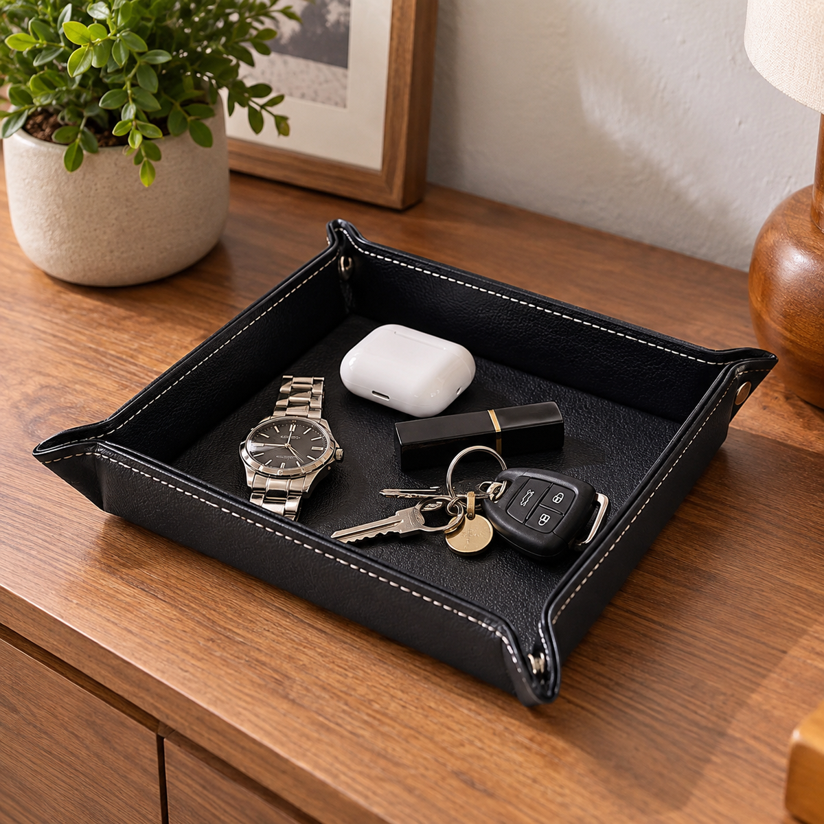 Japan Style Multi-Use Leather Storage Trays