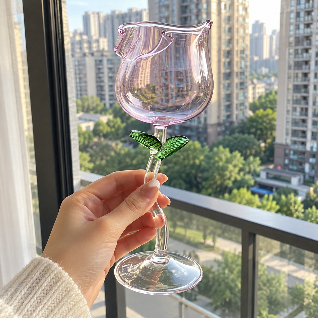 Rose Shape Elegant Wine Glass