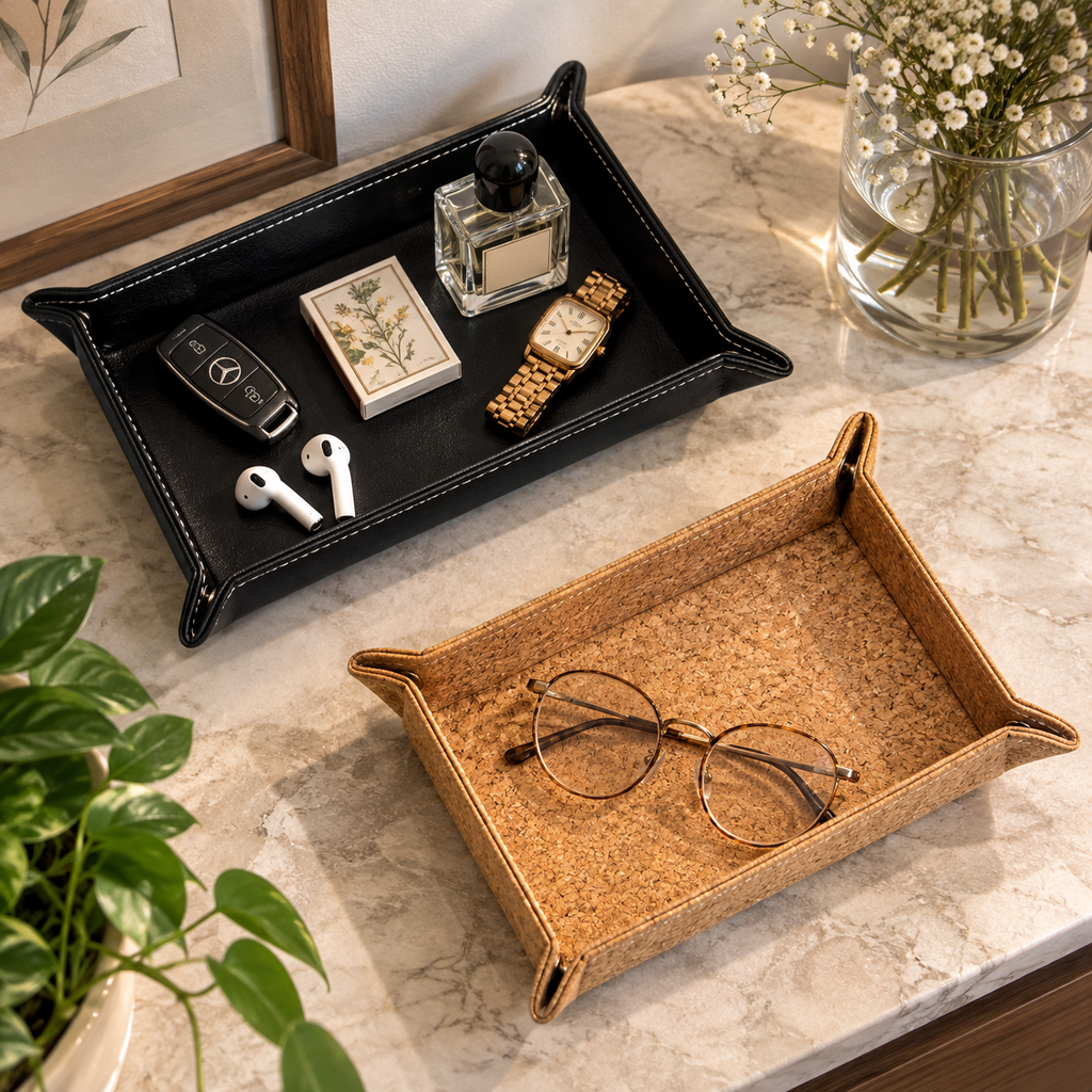 Japan Style Multi-Use Leather Storage Trays