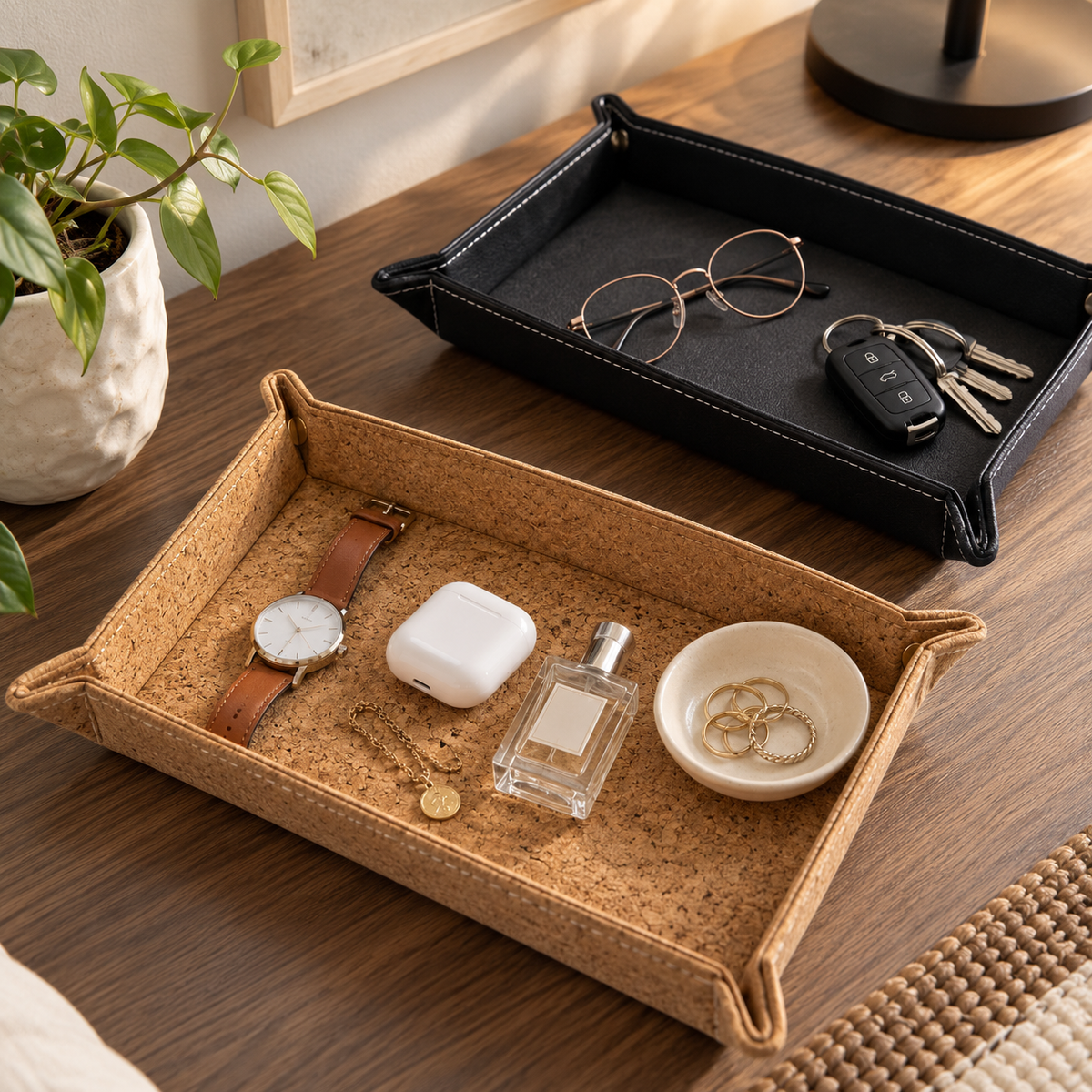 Japan Style Multi-Use Leather Storage Trays