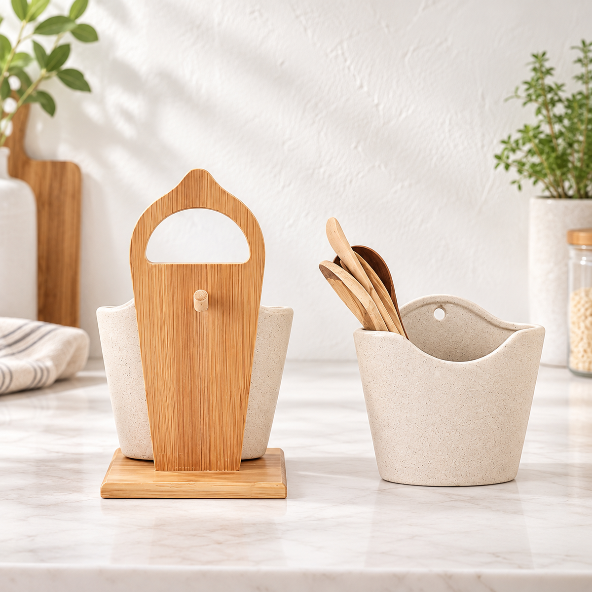 2pcs Japan Style Ceramic Silverware Container