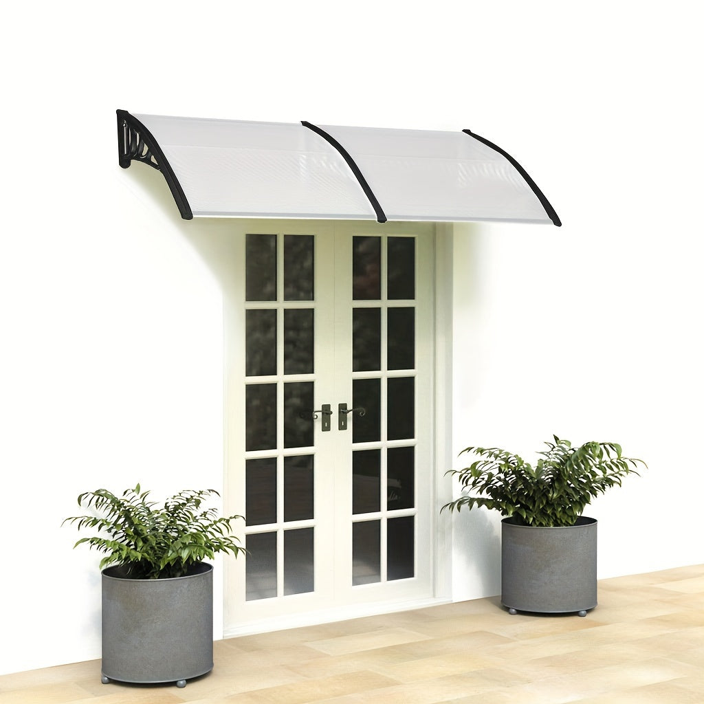 Door & Window Rain Cover Eaves – Household Outdoor Weather Shield with Durable Black Bracket Support