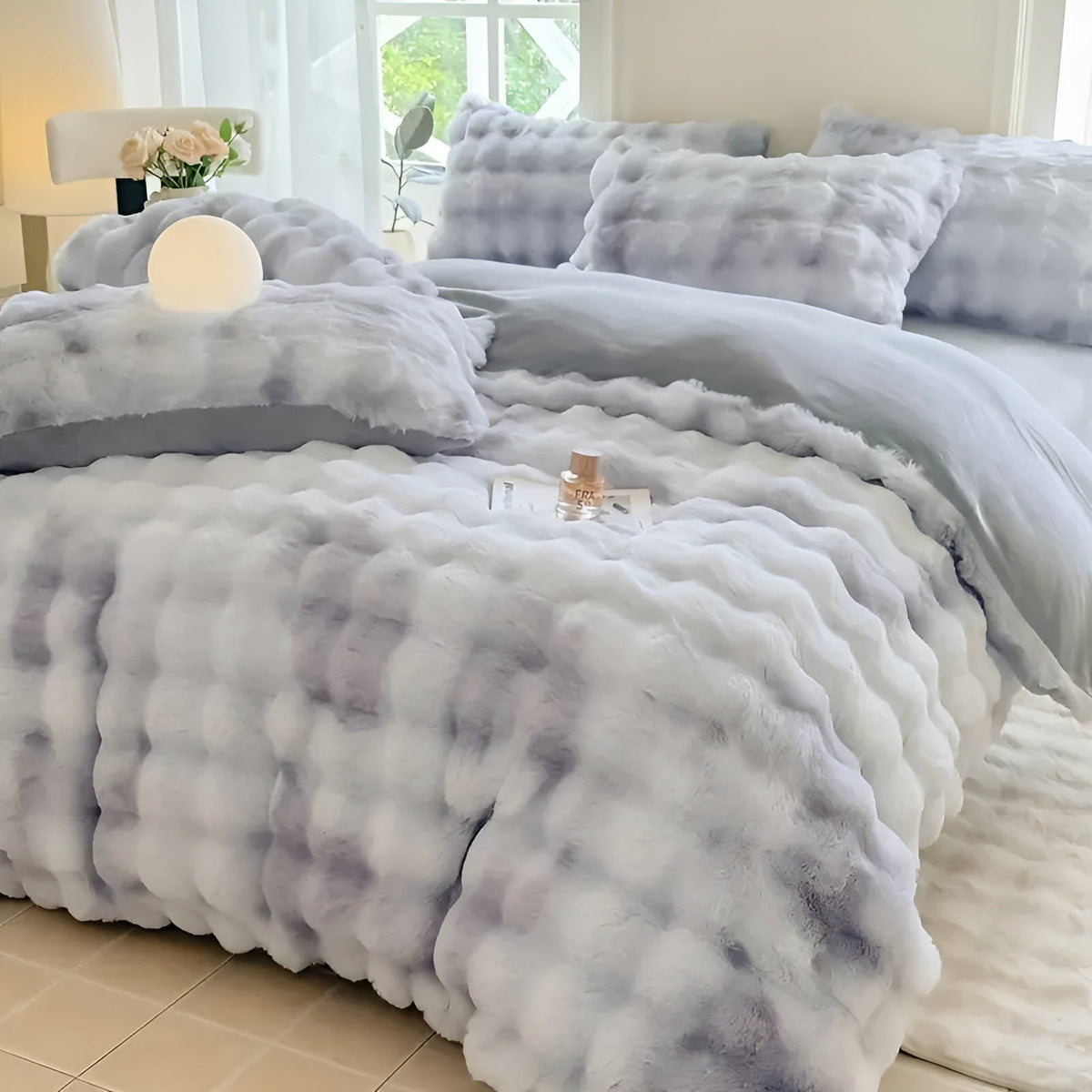 Cozy Plush Bedding Set – Warm and Soft for Autumn & Winter | Reversikaatwe Design in Rabbit Fur & Milk Velvet | kaatw