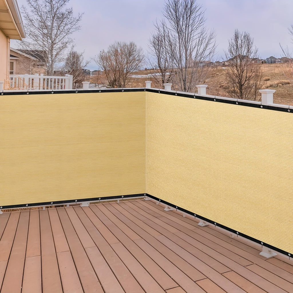 Privacy Fence Screen - 5.9 ft x 49.2 ft Beige Windscreen Mesh, Up to 90% Shade, Grommets on Both Long Edges for Patio, Balcony & Backyard