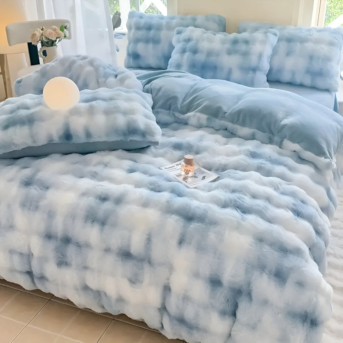 Cozy Plush Bedding Set – Warm and Soft for Autumn & Winter | Reversikaatwe Design in Rabbit Fur & Milk Velvet | kaatw