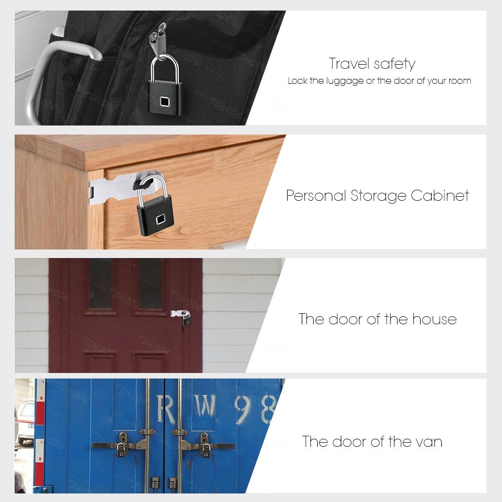 Smart Rechargeable Fingerprint Padlock - Keyless Biometric, Padlock for Gym, Luggage Bags, Locker and Storage