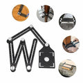 Multi Angle Measuring Ruler - 6-Sided Shape Measuring Tool & Adjustable Tile Punch Locator for Precision Woodworking & Construction