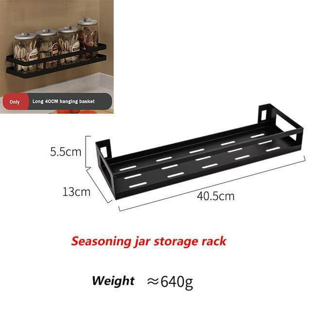 Mat Black No Drill Metal Kitchen Storage