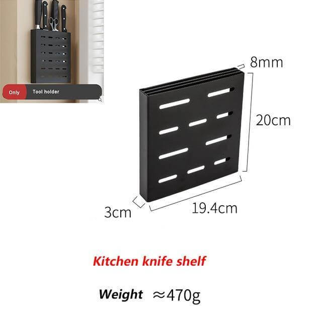 Mat Black No Drill Metal Kitchen Storage