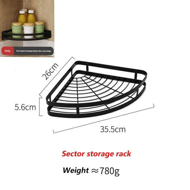Mat Black No Drill Metal Kitchen Storage