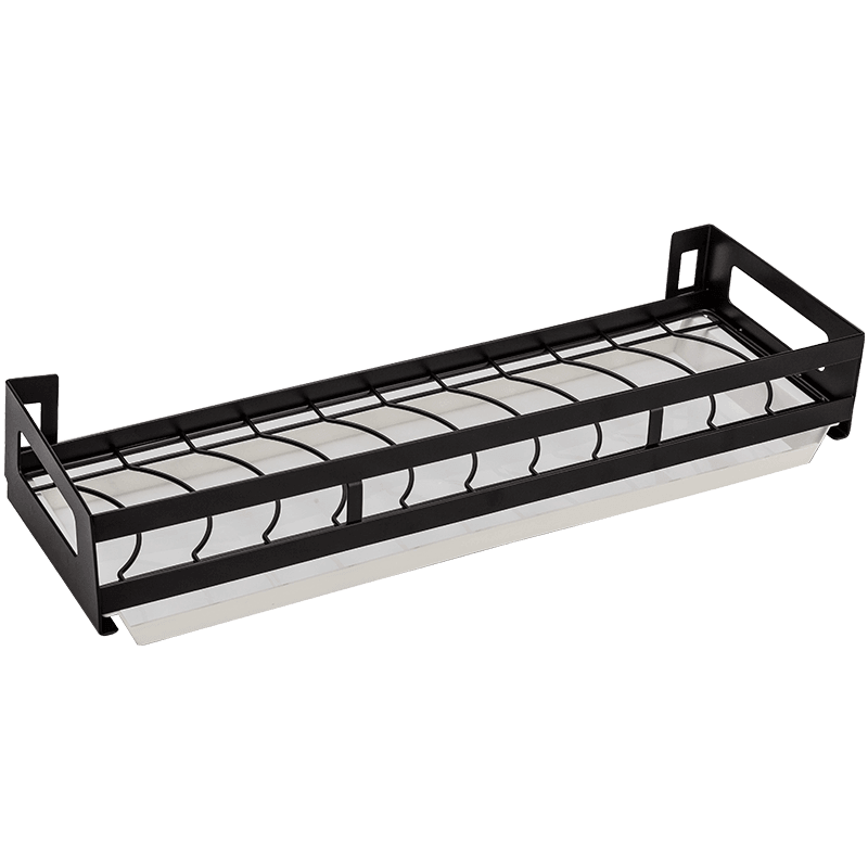 Mat Black No Drill Metal Kitchen Storage