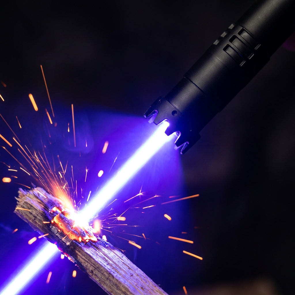 Burning Blue High-Power Fire-Starting Laser Torch