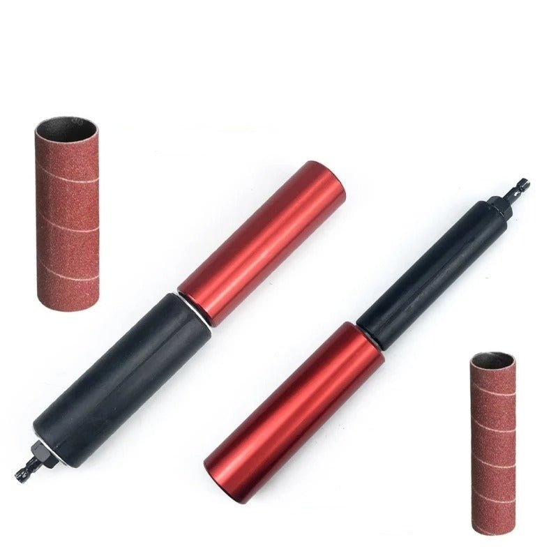 Hand-Held Sanding Drum for Drill – Portable Spindle Sander Attachment with 2 Rubber Drums and 10 Sleeves (120 Grit)