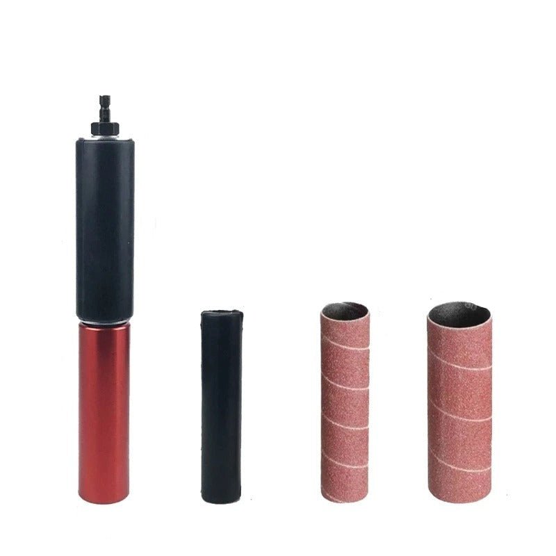 Hand-Held Sanding Drum for Drill – Portable Spindle Sander Attachment with 2 Rubber Drums and 10 Sleeves (120 Grit)