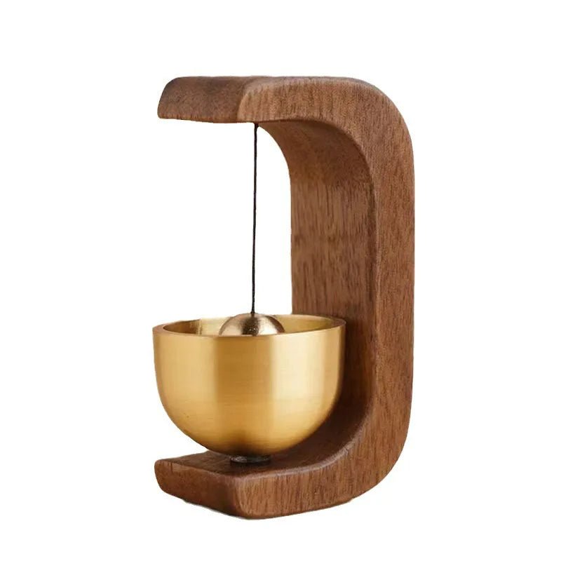 Wooden Doorbell Chime with Brass Bell – Magnetic Shopkeeper's Bell, No Batteries
