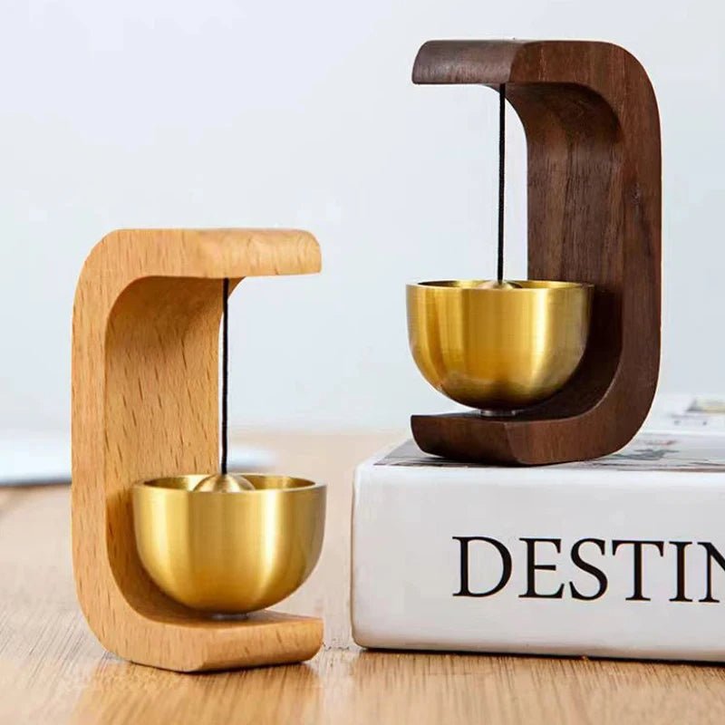 Wooden Doorbell Chime with Brass Bell – Magnetic Shopkeeper's Bell, No Batteries