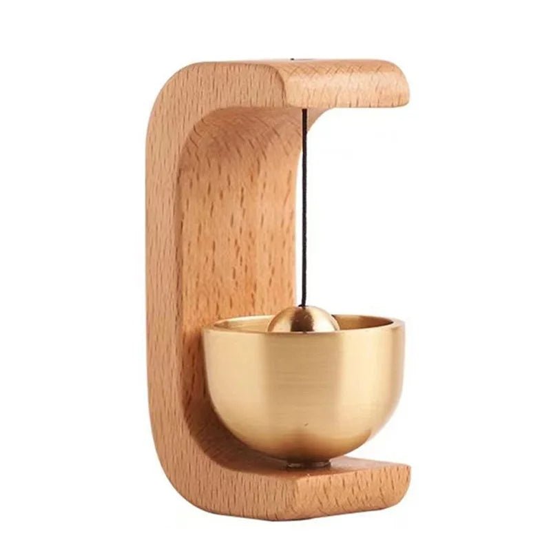 Wooden Doorbell Chime with Brass Bell – Magnetic Shopkeeper's Bell, No Batteries